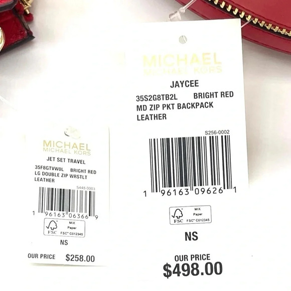 Michael Kors Jaycee Medium Backpack & Double Zip Wallet Wristlet Red (NWT) - Picture 12 of 12